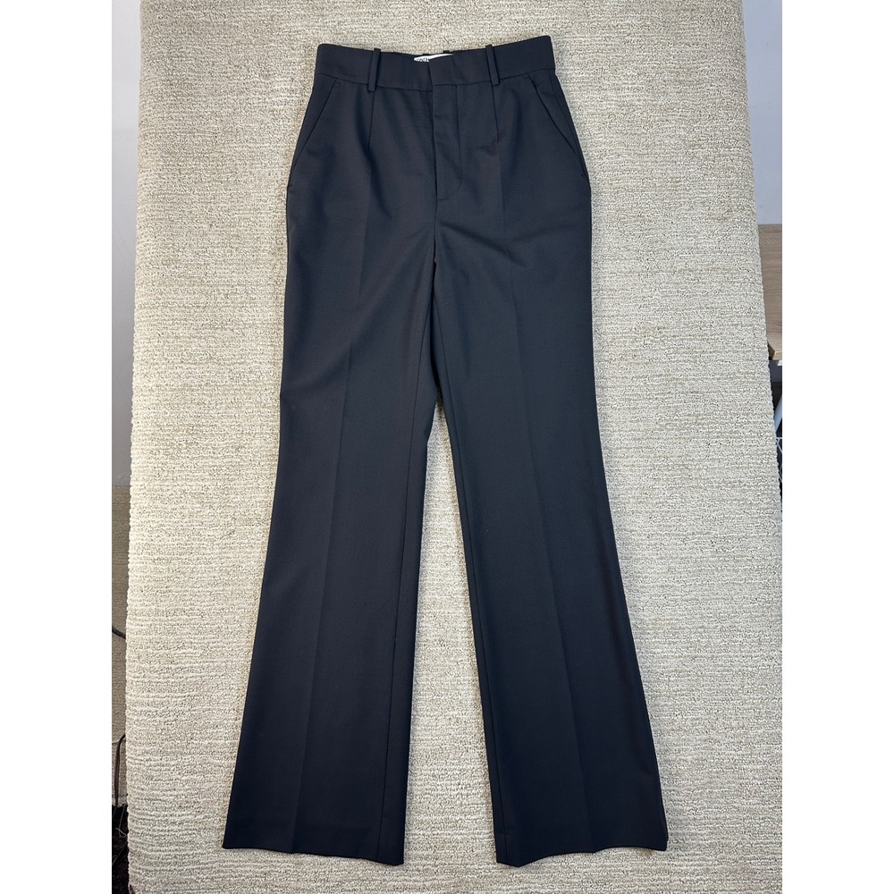 Zara Black High Waisted Flared Wool Blend Dress Pants Trousers Small 28x32